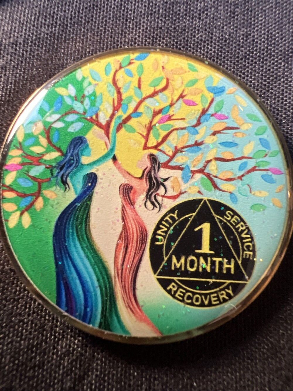 1 Month Sobriety Coin for Women, Tree of Life 30 Days AA Coin NA